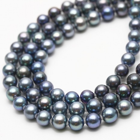 アコヤ真珠パールネックレス6.0-6.5mmブラック系マルチカラー